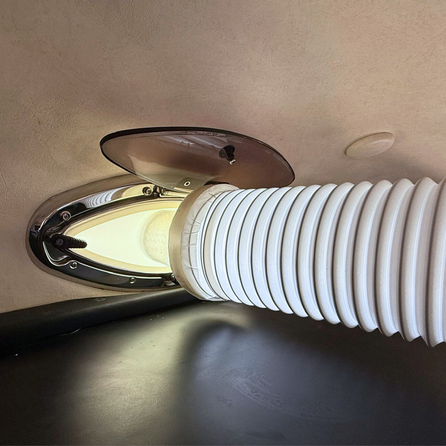 White Plastic Sea Ray AC Mount In Window with AC Hose