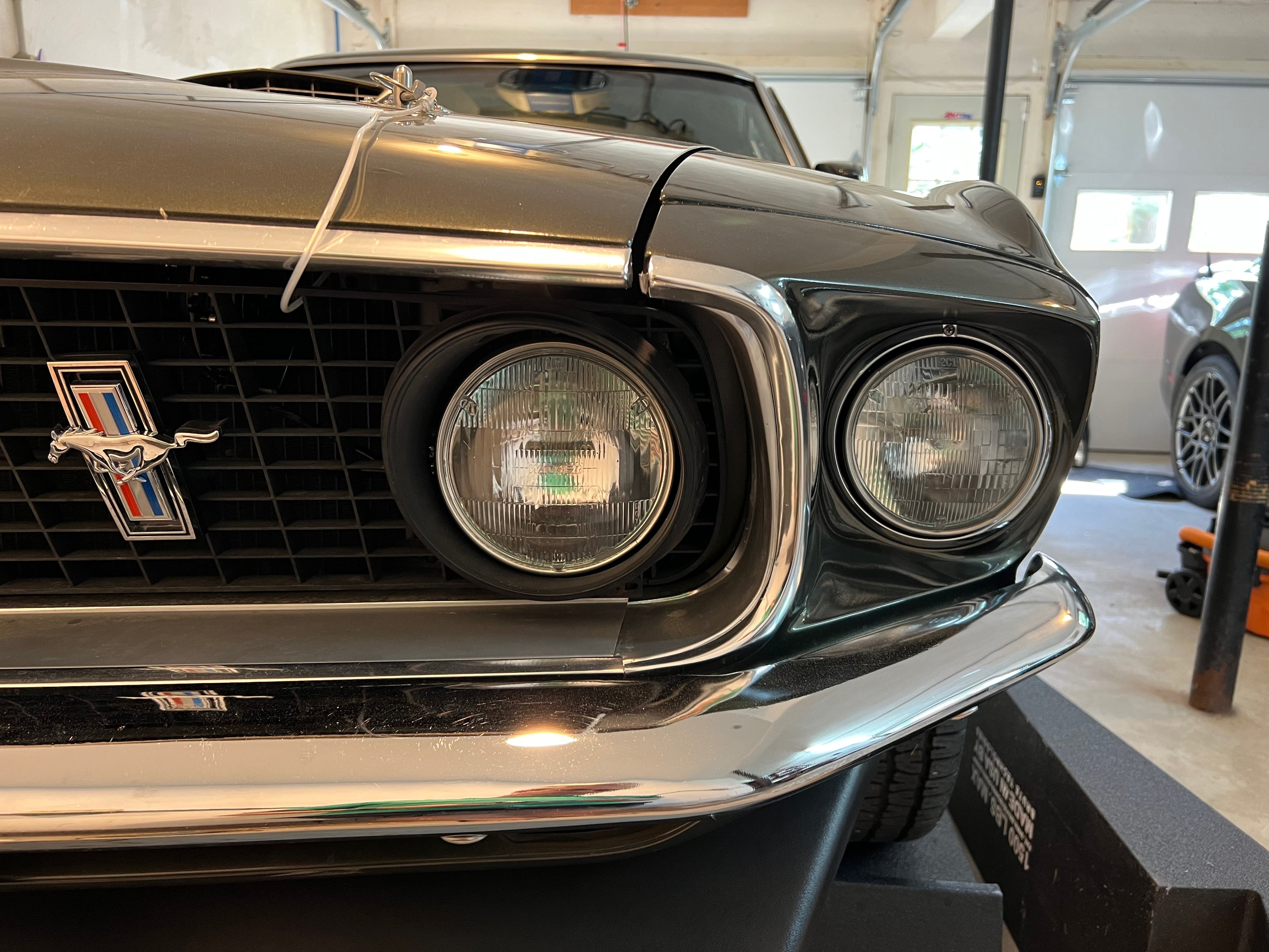 1969 mustang front quarter shot. Showing two headlights