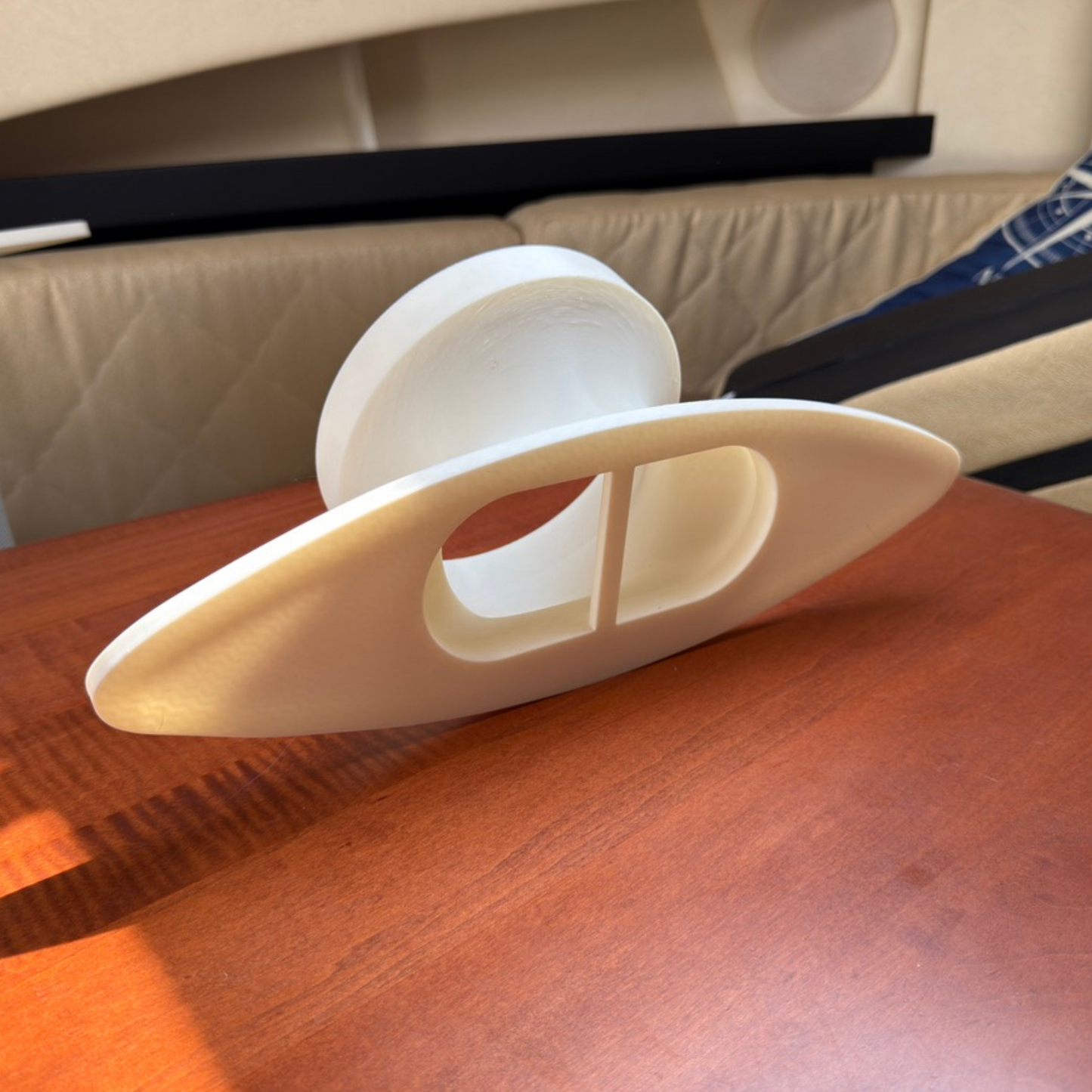 White Plastic Sea Ray AC Mount Back Side