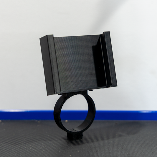 A Screen Holder for Holley 3.5" Screens. It is shown with a 2" gauge clamp from Smackey's Garage